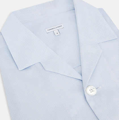 Pale Blue Fine Micro Check Pyjama Shirt Image 1