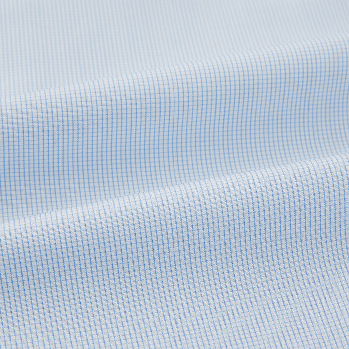 Pale Blue Fine Micro Check Pyjama Shirt Image 5