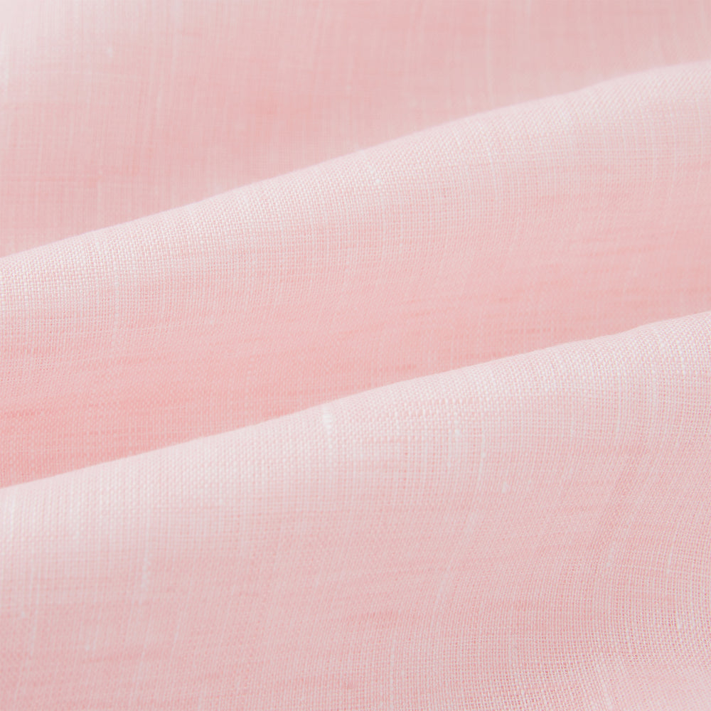 The Turnbull & Asser Pale Pink Linen Pyjama Shirt features long sleeves, a chest pocket, and a classic button-up design—ideal for stylish nightwear or relaxed homewear. Shown laid flat on a white background.