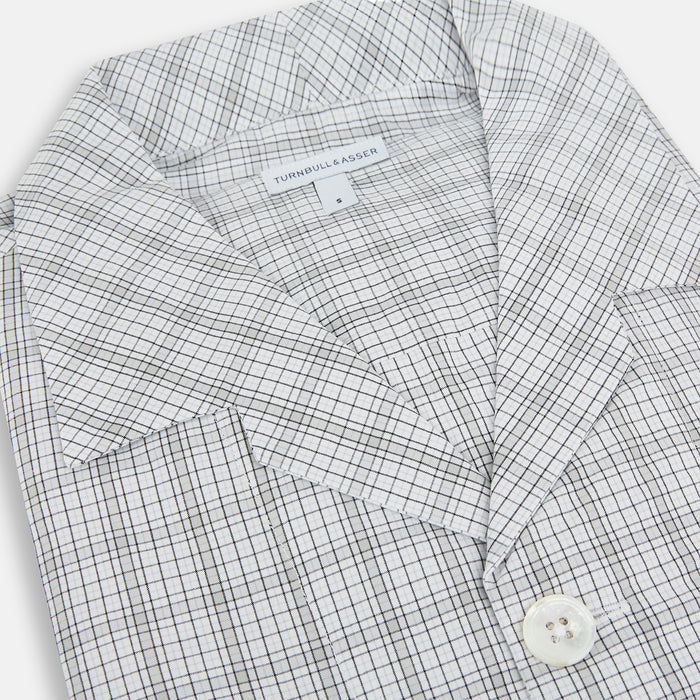 Grey Fine Multi Graph Check Pyjama Shirt Image 1