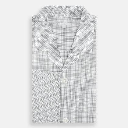Grey Fine Multi Graph Check Pyjama Shirt Image 4