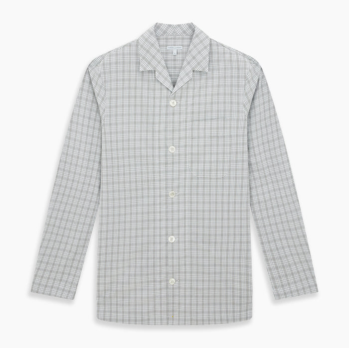 Grey Fine Multi Graph Check Pyjama Shirt Image 6