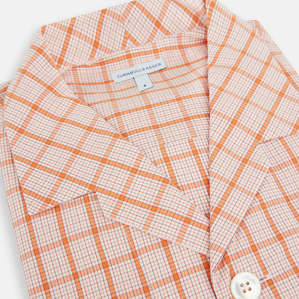 Orange Graph Overlay Check Pyjama Shirt Image 1