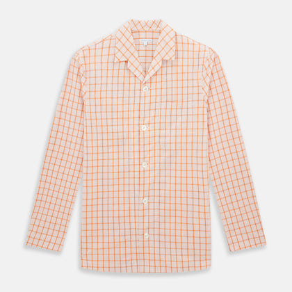 Orange Graph Overlay Check Pyjama Shirt