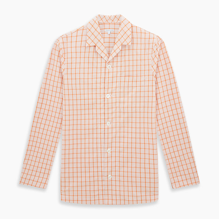 Orange Graph Overlay Check Pyjama Shirt Image 6