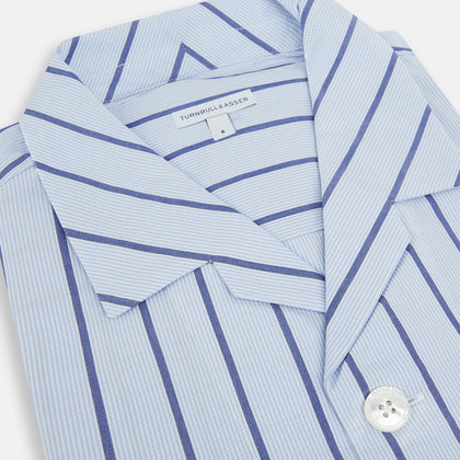 Blue Track Stripe Pyjama Shirt Image 1