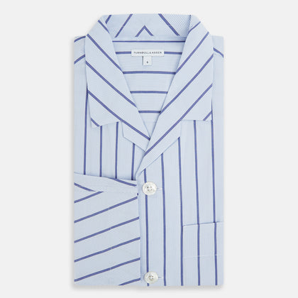 Blue Track Stripe Pyjama Shirt Image 4