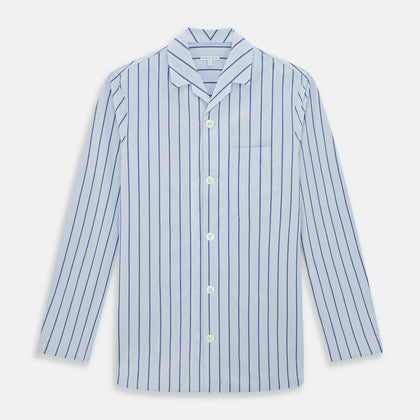 Blue Track Stripe Pyjama Shirt