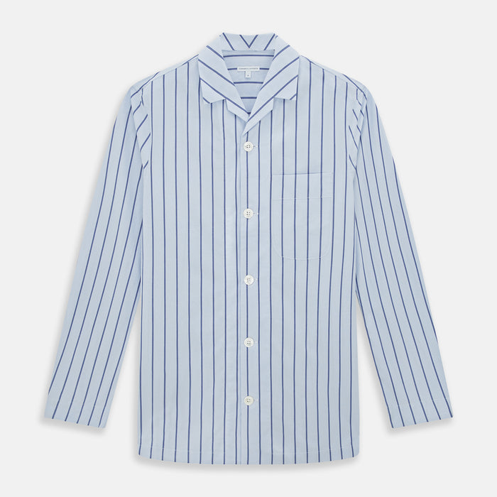 Blue Track Stripe Pyjama Shirt