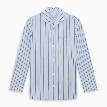 Blue Track Stripe Pyjama Shirt Image 6