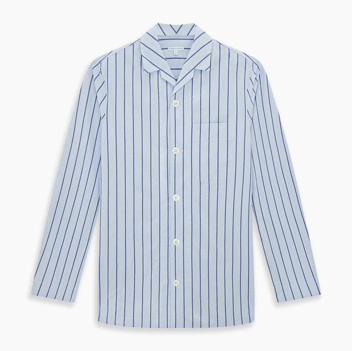 Blue Track Stripe Pyjama Shirt Image 6