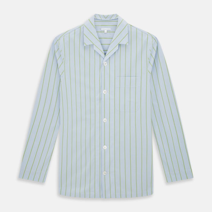Light Green and Blue Stripe Pyjama Shirt