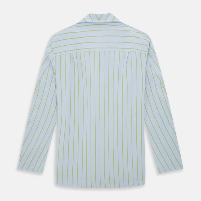 Light Green and Blue Stripe Pyjama Shirt Image 2