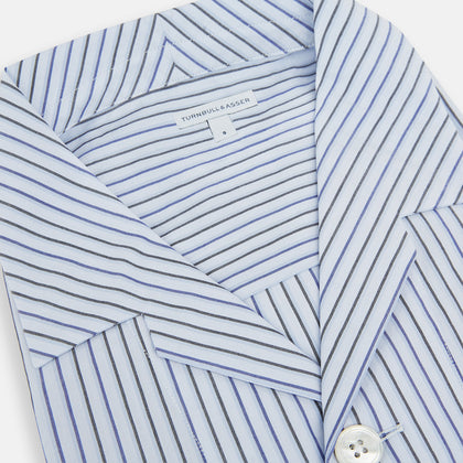 Blue Shadow Pinstripe Pyjama Shirt Image 1
