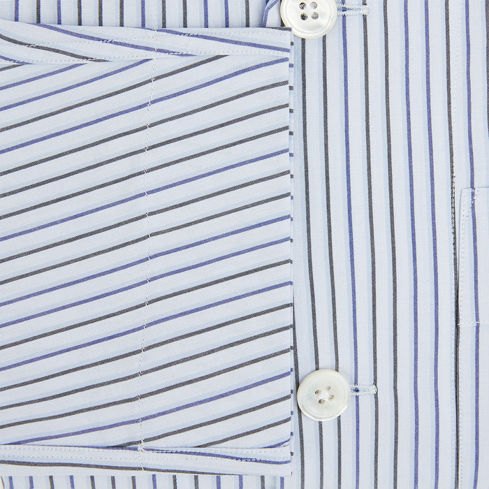 Blue Shadow Pinstripe Pyjama Shirt Image 3