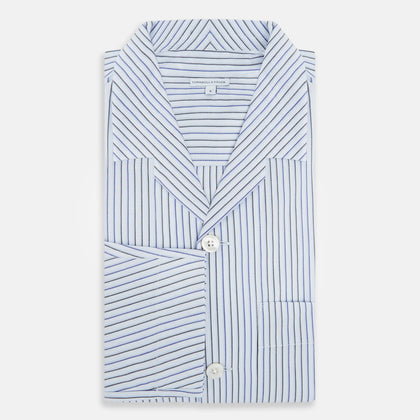 Blue Shadow Pinstripe Pyjama Shirt Image 4