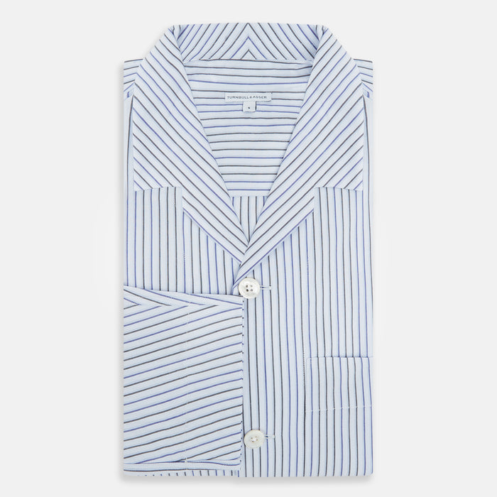 Blue Shadow Pinstripe Pyjama Shirt Image 4