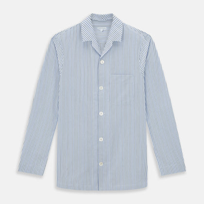 Blue Shadow Pinstripe Pyjama Shirt