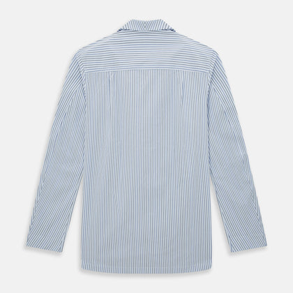 Blue Shadow Pinstripe Pyjama Shirt Image 2