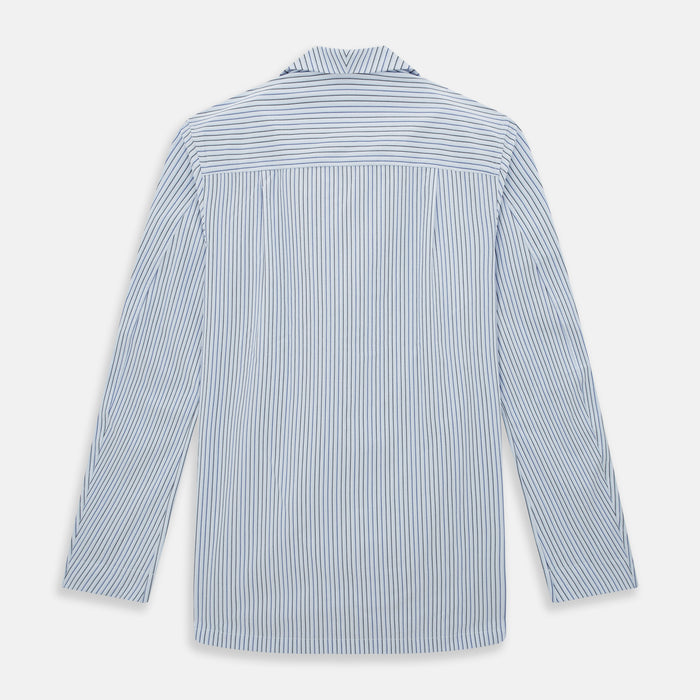 Blue Shadow Pinstripe Pyjama Shirt Image 2