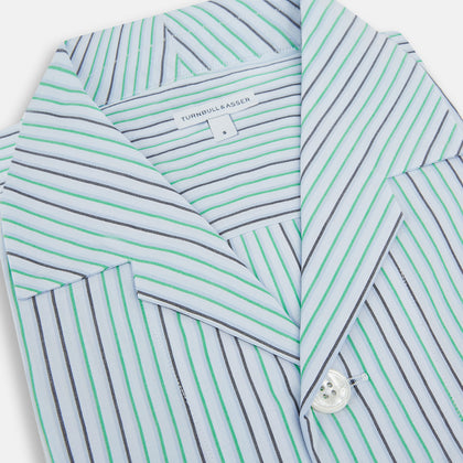 Green and Blue Shadow Pinstripe Pyjama Shirt Image 1