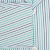 View 4 of product The Green and Blue Shadow Pinstripe Pyjama Shirt by Turnbull & Asser features long sleeves, a notched collar, chest pocket, and elegant green, pink, and white stripes—ideal for sophisticated loungewear or nightwear.