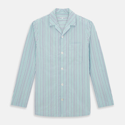 Green and Blue Shadow Pinstripe Pyjama Shirt