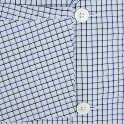 Blue Shadow Check Pyjama Shirt Image 3