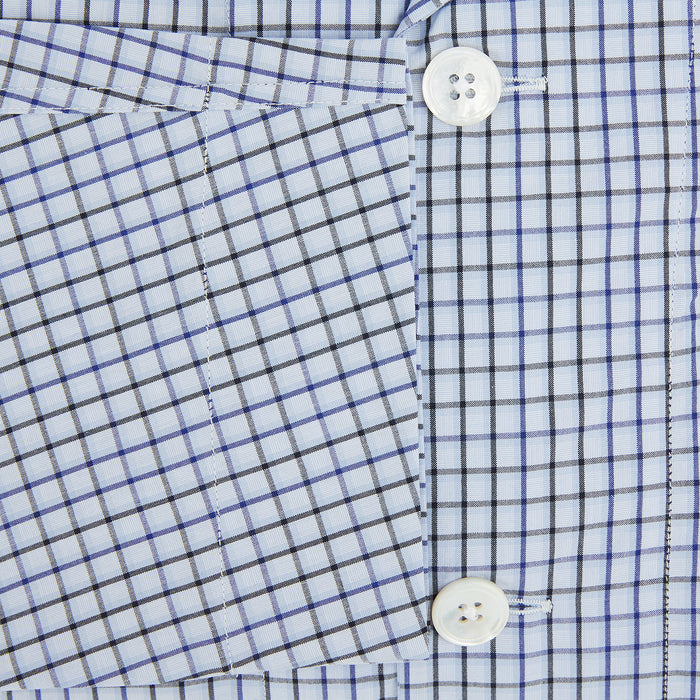 Blue Shadow Check Pyjama Shirt Image 3
