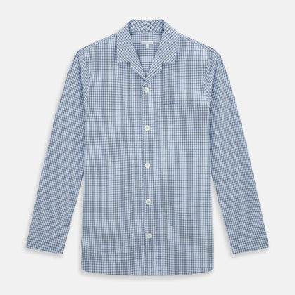 Blue Shadow Check Pyjama Shirt