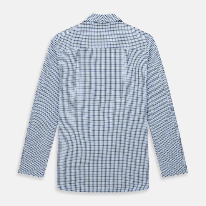 Blue Shadow Check Pyjama Shirt Image 2