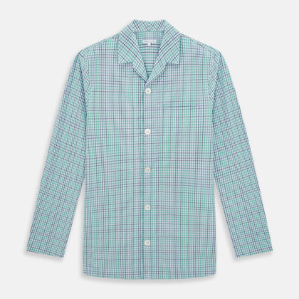 Green and Blue Shadow Check Pyjama Shirt