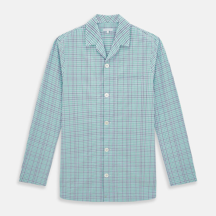 Green and Blue Shadow Check Pyjama Shirt