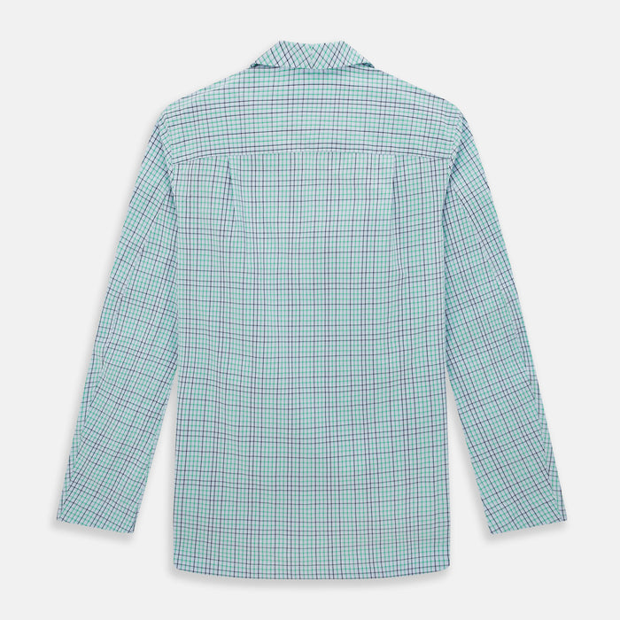Green and Blue Shadow Check Pyjama Shirt Image 2