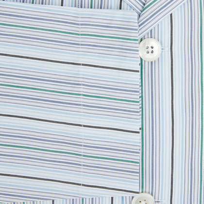 Blue and Green Multi Track Stripe Pyjama Shirt Image 3