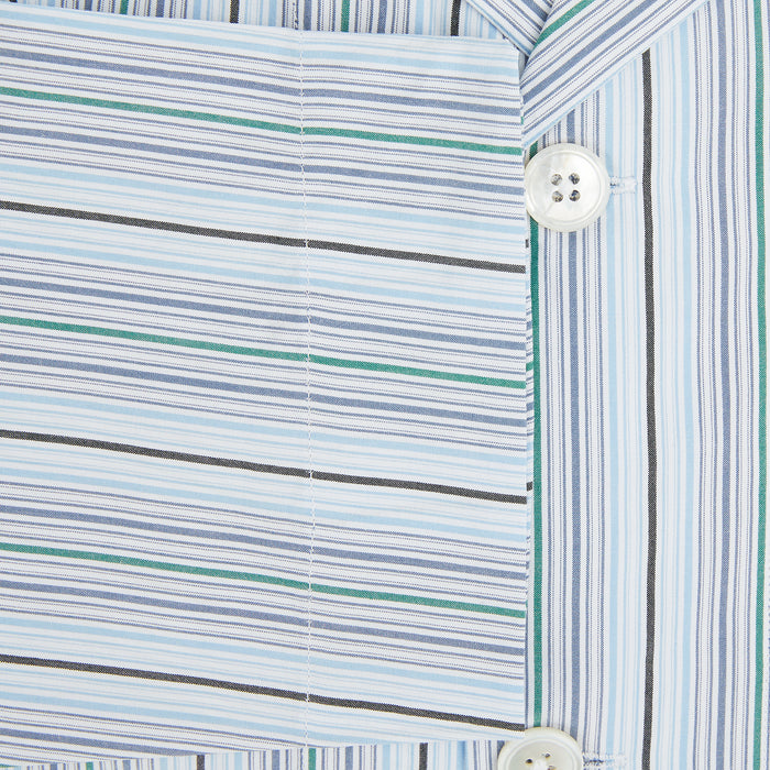 Blue and Green Multi Track Stripe Pyjama Shirt Image 3