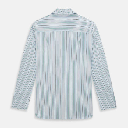 Blue and Green Multi Track Stripe Pyjama Shirt Image 2