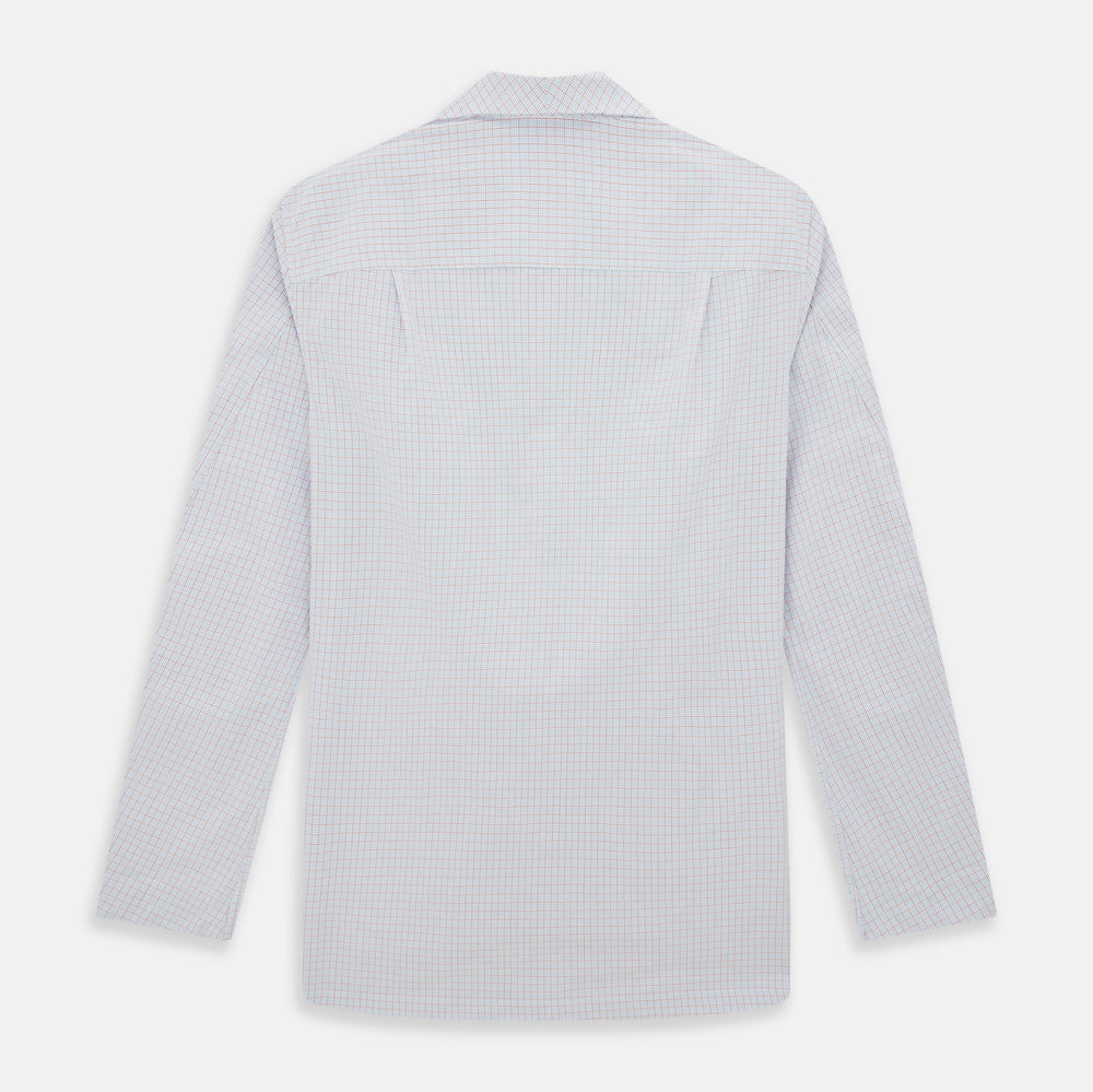 The Turnbull & Asser Red Multi Graph Check Pyjama Shirt is a stylish long-sleeved loungewear piece, ideal for comfortable and elegant nightwear.