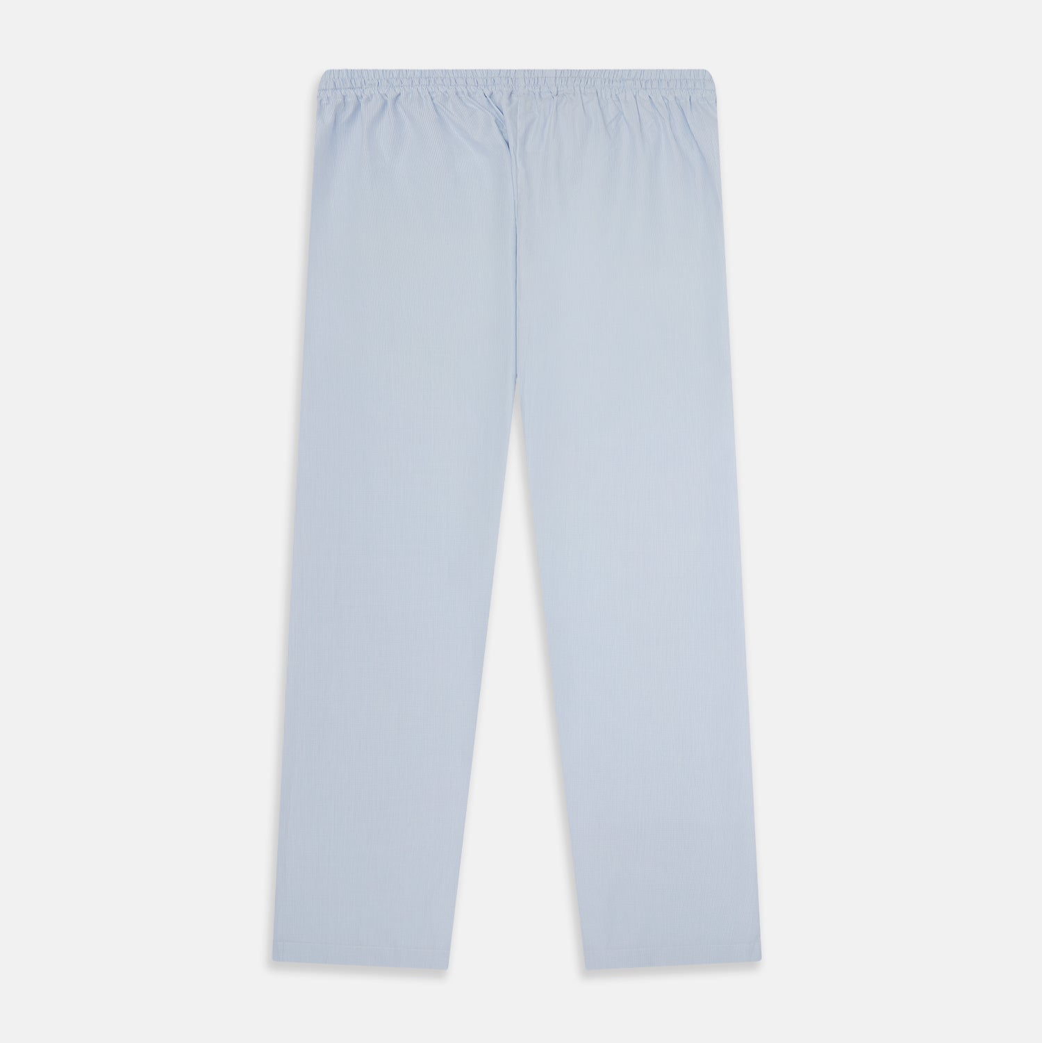 View 3 of product Turnbull & Asser’s Pale Blue Micro Check Pyjama Trousers feature an elastic waistband with drawstring for comfort, making these light blue sleepwear pants ideal for relaxing and sleeping.