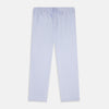 View 1 of product Turnbull & Asser Pale Blue Fine Stripe Pyjama Trousers with elastic waistband and drawstring, shown flat against a white background.