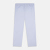 View 3 of product Turnbull & Asser Pale Blue Fine Stripe Pyjama Trousers with elastic waistband and drawstring, shown flat against a white background.