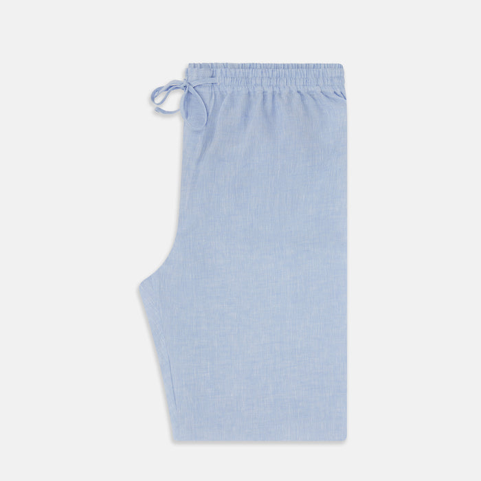 Pale Blue Linen Pyjama Trousers Image 3