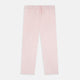 The Turnbull & Asser Pale Pink Linen Pyjama Trousers feature an elastic waistband and drawstring, combining comfort and style. Displayed flat on a plain white background, these trousers are perfect sleepwear.