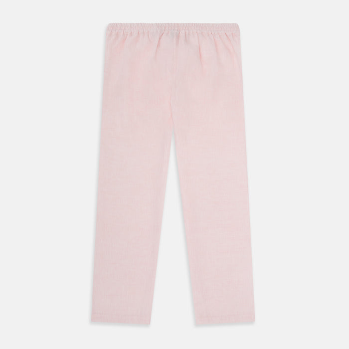 Pale Pink Linen Pyjama Trousers Image 2