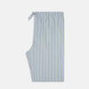 View 4 of product Turnbull & Asser Light Green and Blue Stripe Pyjama Trousers feature a loose fit and elastic drawstring waistband. Made from cotton, these loungewear trousers are shown flat on a white background, ideal for comfort and style.