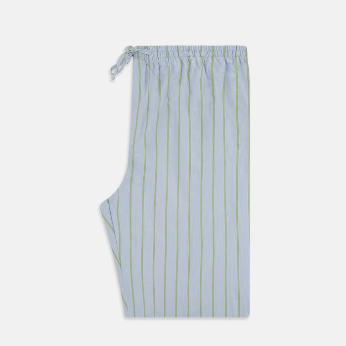 Light Green and Blue Stripe Pyjama Trousers Image 3