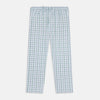 View 1 of product Turnbull & Asser Blue and Green Tattersall Check Pyjama Trousers with elastic waistband and drawstring, featuring a simple straight-leg design, shown laid flat on a white background.