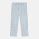 Turnbull & Asser Blue and Green Tattersall Check Pyjama Trousers with elastic waistband and drawstring, featuring a simple straight-leg design, shown laid flat on a white background.