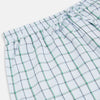 View 2 of product Turnbull & Asser Blue and Green Tattersall Check Pyjama Trousers with elastic waistband and drawstring, featuring a simple straight-leg design, shown laid flat on a white background.