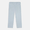 View 3 of product Turnbull & Asser Blue and Green Tattersall Check Pyjama Trousers with elastic waistband and drawstring, featuring a simple straight-leg design, shown laid flat on a white background.